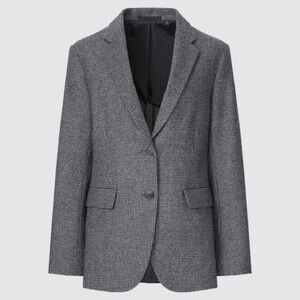 Uniqlo Relaxed Tailored Wool Blend Jacket in Dark Grey